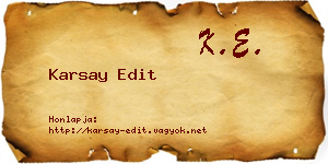 Karsay Edit névjegykártya